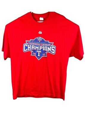 Texas Rangers 2010 American League Champions Red T-Shirt 2XL MLB Majestic